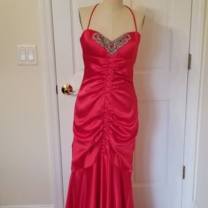 Red Ruched Mermaid Prom Dress